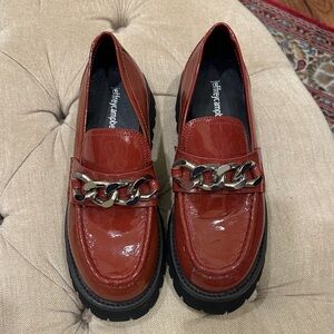 Jeffrey Campbell Patent Red Chain Loafers